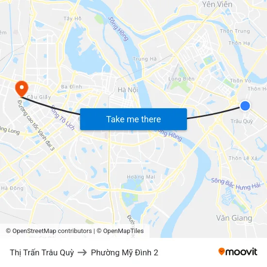 Thị Trấn Trâu Quỳ to Phường Mỹ Đình 2 map