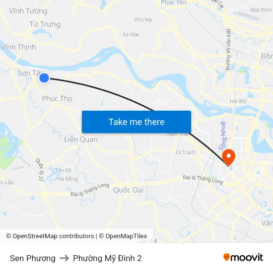 Sen Phương to Phường Mỹ Đình 2 map