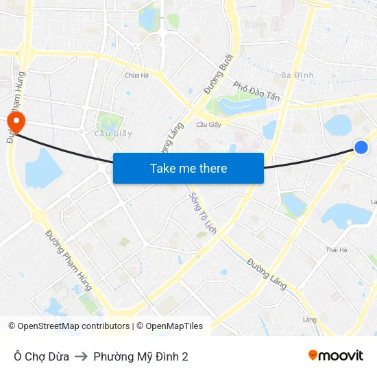Ô Chợ Dừa to Phường Mỹ Đình 2 map
