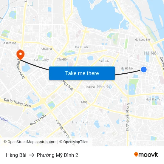 Hàng Bài to Phường Mỹ Đình 2 map