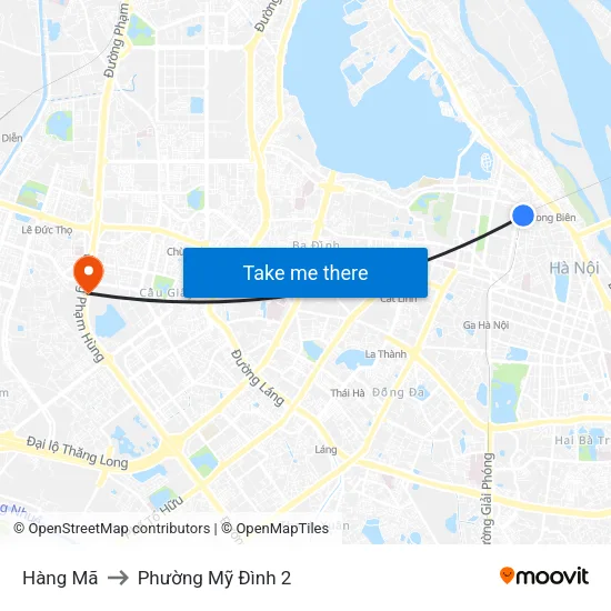 Hàng Mã to Phường Mỹ Đình 2 map