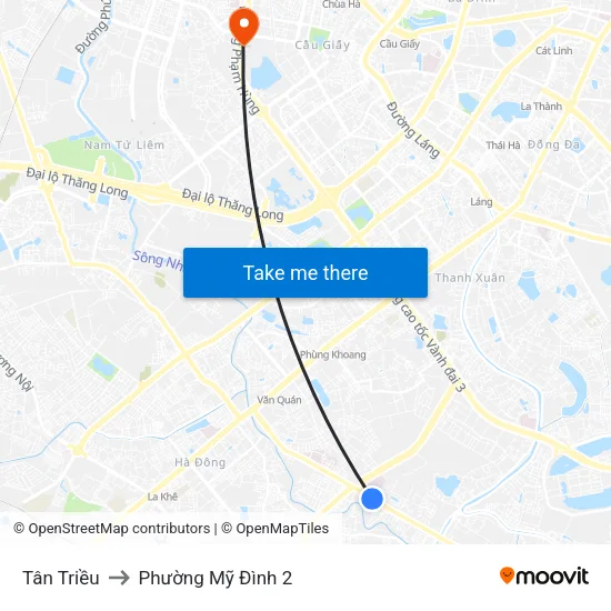 Tân Triều to Phường Mỹ Đình 2 map