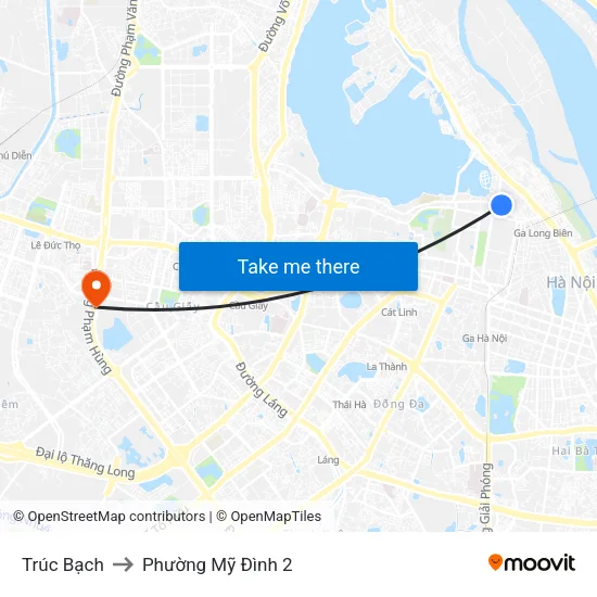 Trúc Bạch to Phường Mỹ Đình 2 map