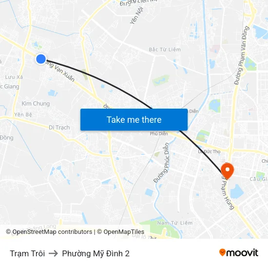 Trạm Trôi to Phường Mỹ Đình 2 map