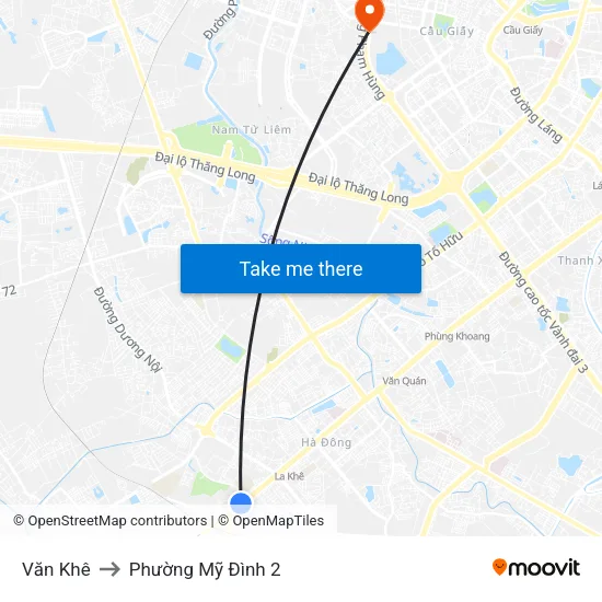 Văn Khê to Phường Mỹ Đình 2 map