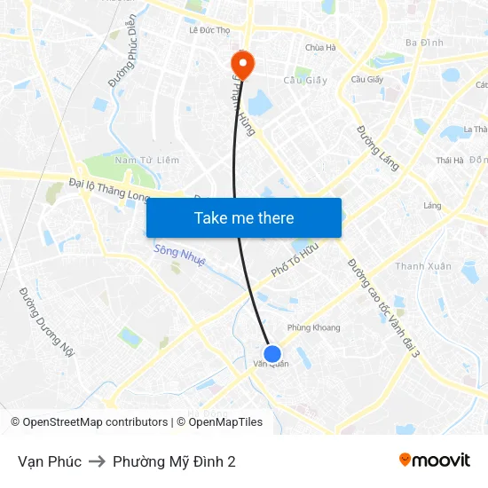 Vạn Phúc to Phường Mỹ Đình 2 map