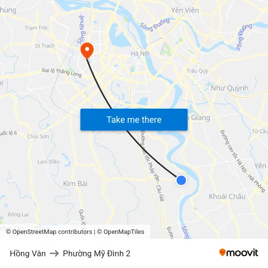 Hồng Vân to Phường Mỹ Đình 2 map
