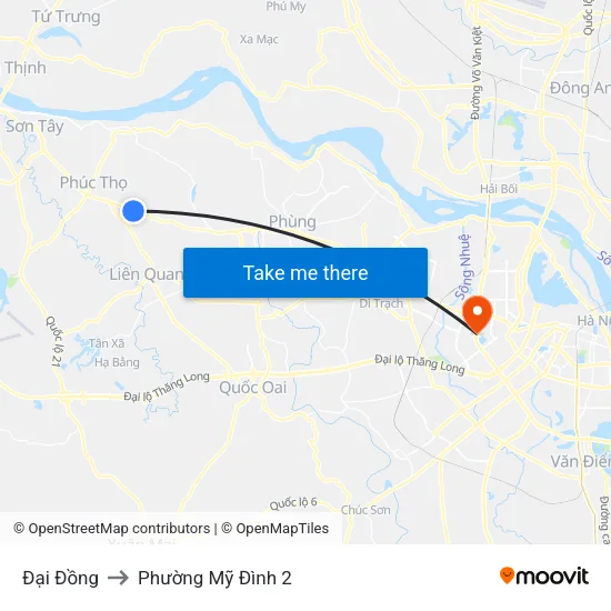 Đại Đồng to Phường Mỹ Đình 2 map