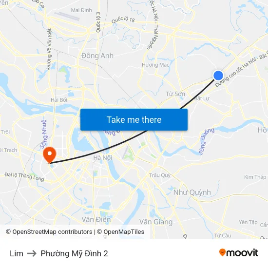 Lim to Phường Mỹ Đình 2 map