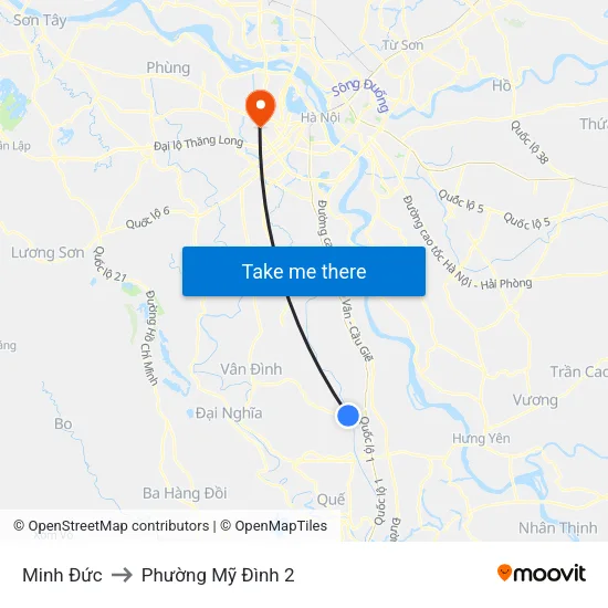 Minh Đức to Phường Mỹ Đình 2 map