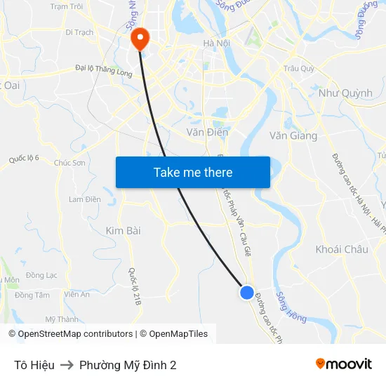 Tô Hiệu to Phường Mỹ Đình 2 map