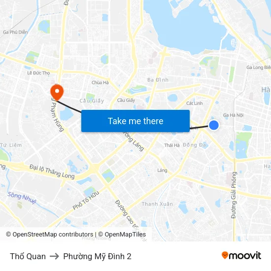 Thổ Quan to Phường Mỹ Đình 2 map