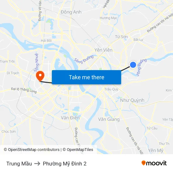 Trung Mầu to Phường Mỹ Đình 2 map