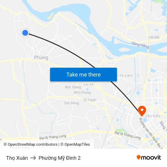Thọ Xuân to Phường Mỹ Đình 2 map
