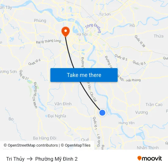 Tri Thủy to Phường Mỹ Đình 2 map