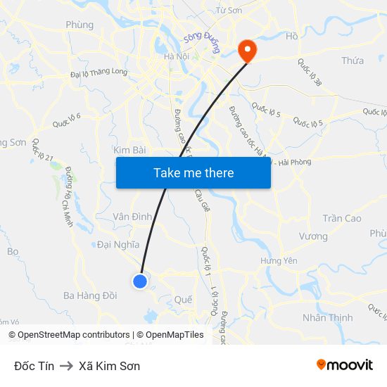 Đốc Tín to Xã Kim Sơn map