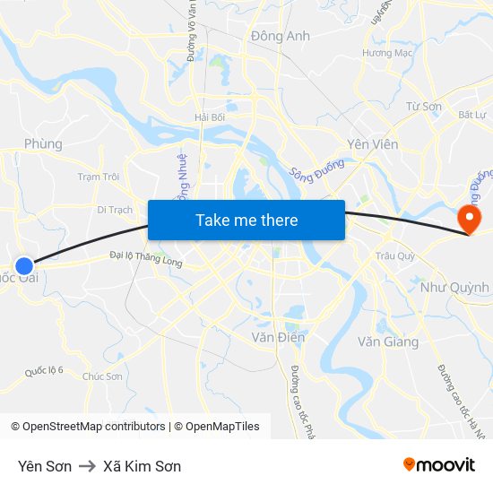 Yên Sơn to Xã Kim Sơn map