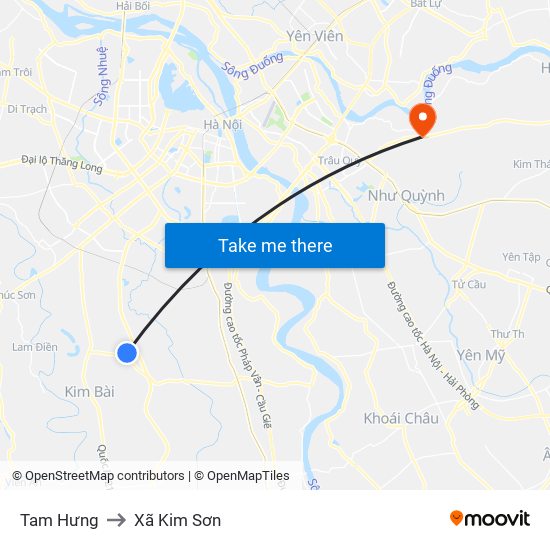Tam Hưng to Xã Kim Sơn map