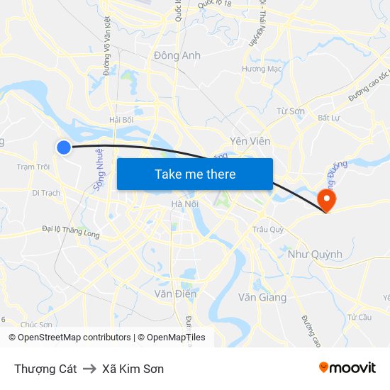 Thượng Cát to Xã Kim Sơn map