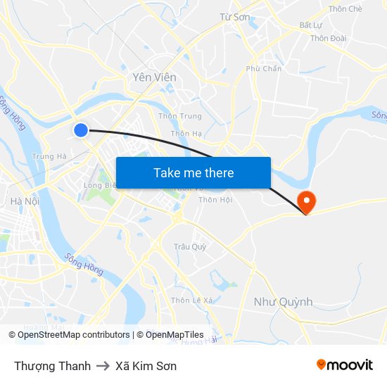 Thượng Thanh to Xã Kim Sơn map