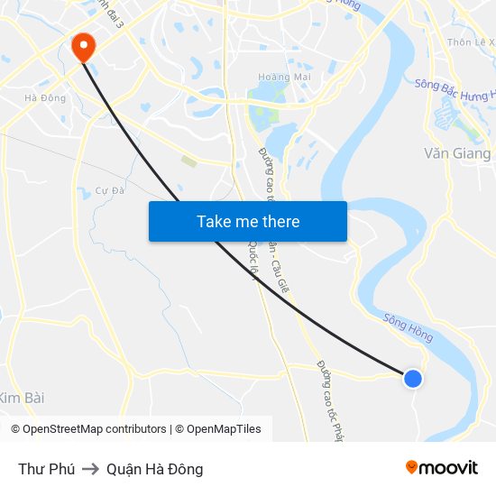 Thư Phú to Quận Hà Đông map