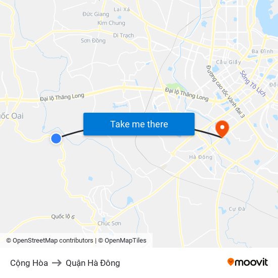 Cộng Hòa to Quận Hà Đông map