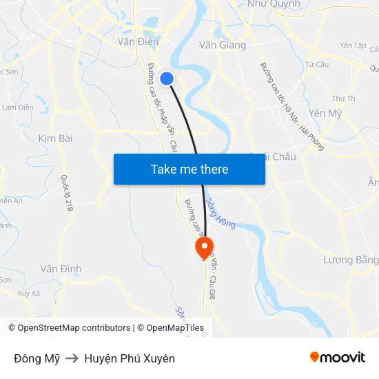 Đông Mỹ to Huyện Phú Xuyên map