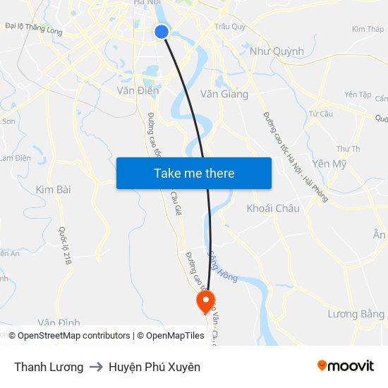 Thanh Lương to Huyện Phú Xuyên map