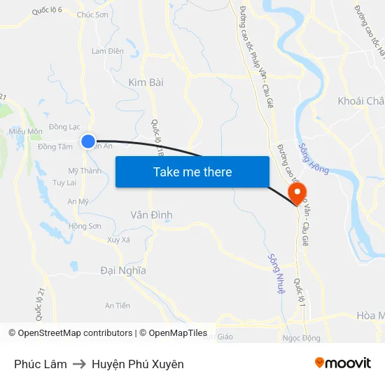 Phúc Lâm to Huyện Phú Xuyên map