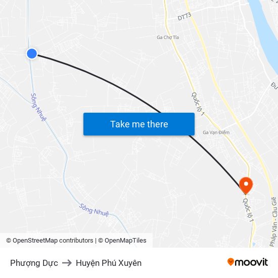 Phượng Dực to Huyện Phú Xuyên map