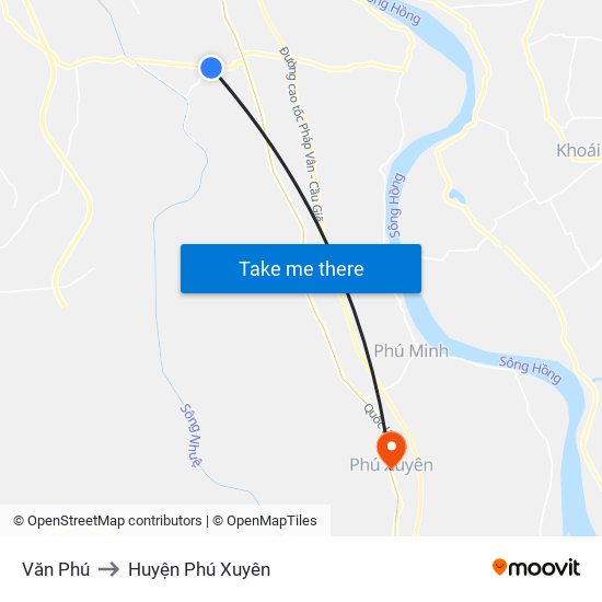 Văn Phú to Huyện Phú Xuyên map