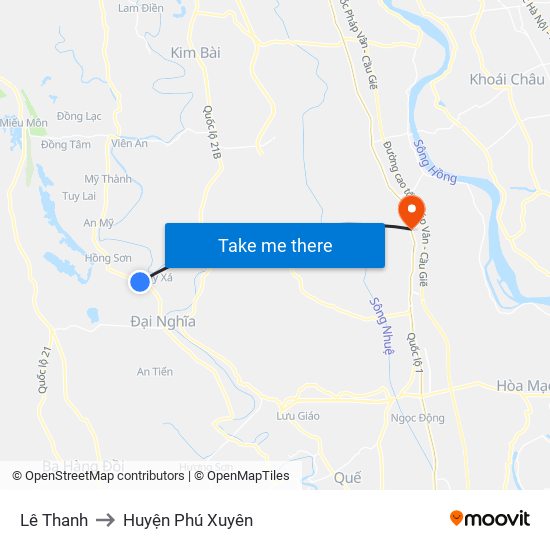 Lê Thanh to Huyện Phú Xuyên map