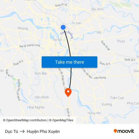 Dục Tú to Huyện Phú Xuyên map