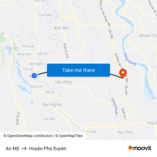 An Mỹ to Huyện Phú Xuyên map