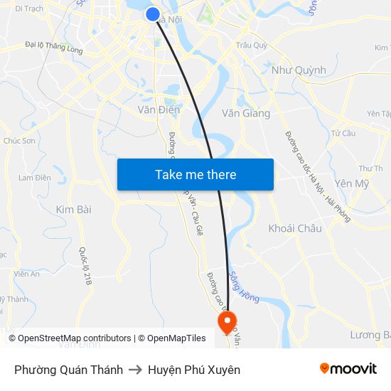 Phường Quán Thánh to Huyện Phú Xuyên map