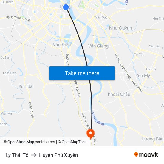 Lý Thái Tổ to Huyện Phú Xuyên map