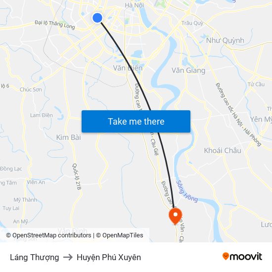 Láng Thượng to Huyện Phú Xuyên map