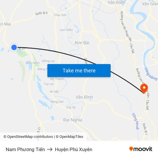 Nam Phương Tiến to Huyện Phú Xuyên map