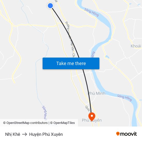 Nhị Khê to Huyện Phú Xuyên map