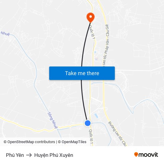 Phú Yên to Huyện Phú Xuyên map