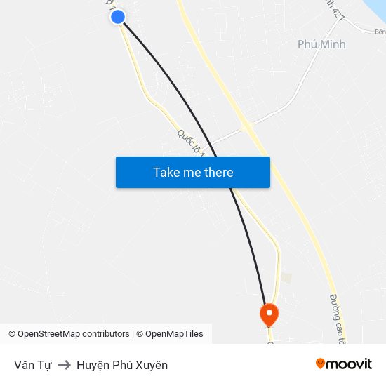 Văn Tự to Huyện Phú Xuyên map