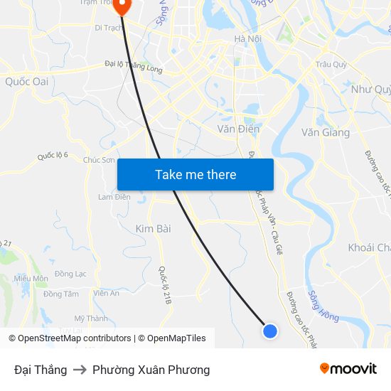 Đại Thắng to Phường Xuân Phương map