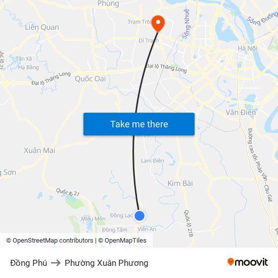 Đồng Phú to Phường Xuân Phương map