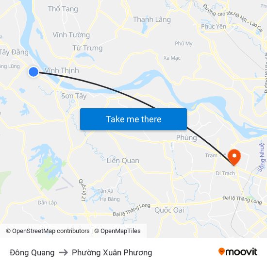 Đông Quang to Phường Xuân Phương map