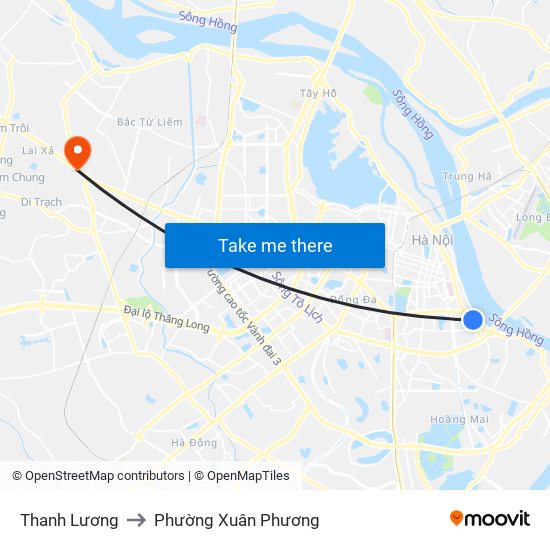 Thanh Lương to Phường Xuân Phương map