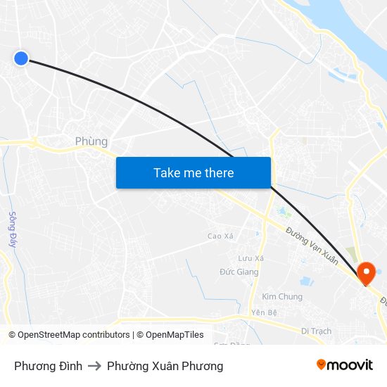 Phương Đình to Phường Xuân Phương map