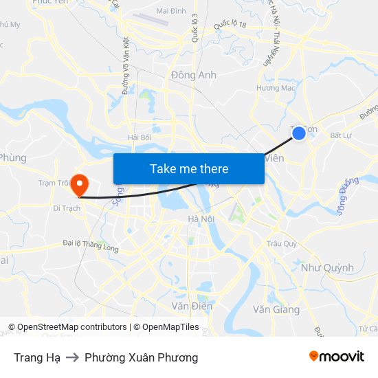 Trang Hạ to Phường Xuân Phương map