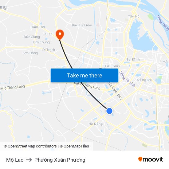 Mộ Lao to Phường Xuân Phương map