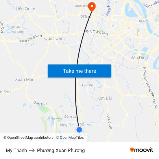 Mỹ Thành to Phường Xuân Phương map