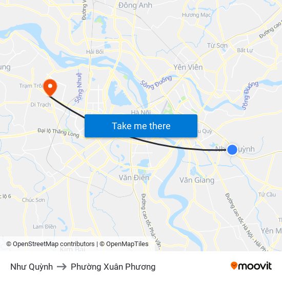 Như Quỳnh to Phường Xuân Phương map